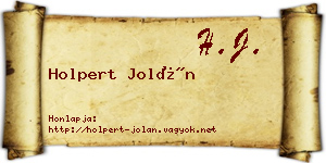 Holpert Jolán névjegykártya