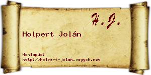 Holpert Jolán névjegykártya